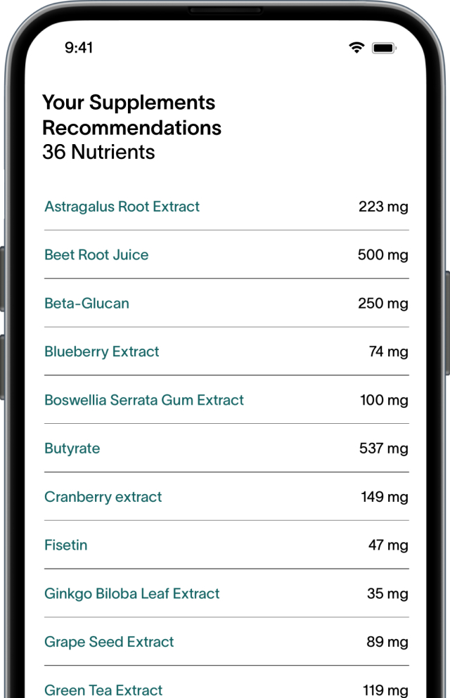 [Phone Screen] Viome App - Your Supplements Recommendations